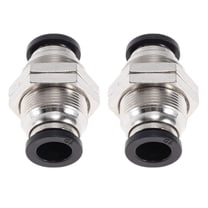 Unique Bargains Push to Connect Air Fittings 3/8" Bulkhead Union Plastic Metal 2 Pcs Black Silver Tone