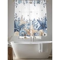 thumbnail image 4 of Coastal Sheer Curtains 2 Panels Set Ocean Blue Beige Starfish Shells Eucalyptus Leaves Sheer Window Curtains Light Filtering Rod Pocket Voile Drapes for Bedroom Living Room 52"x63", 4 of 8