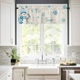 thumbnail image 3 of Christmas Snowman Kitchen Curtains and Valances Set, Bird Snowflake Winter Blue Linen Texture Rod Pocket Window Valance Window Curtain Panels for Living Room Bedroom Laundry, 27.5x36in, 3 Pieces, 3 of 7