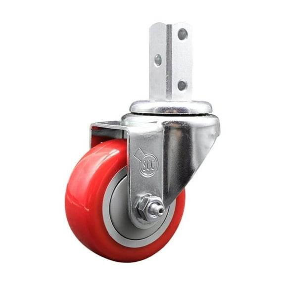 3.5 Inch Red Polyurethane Wheel Swivel 7/8 Inch Square Stem Caster SCC