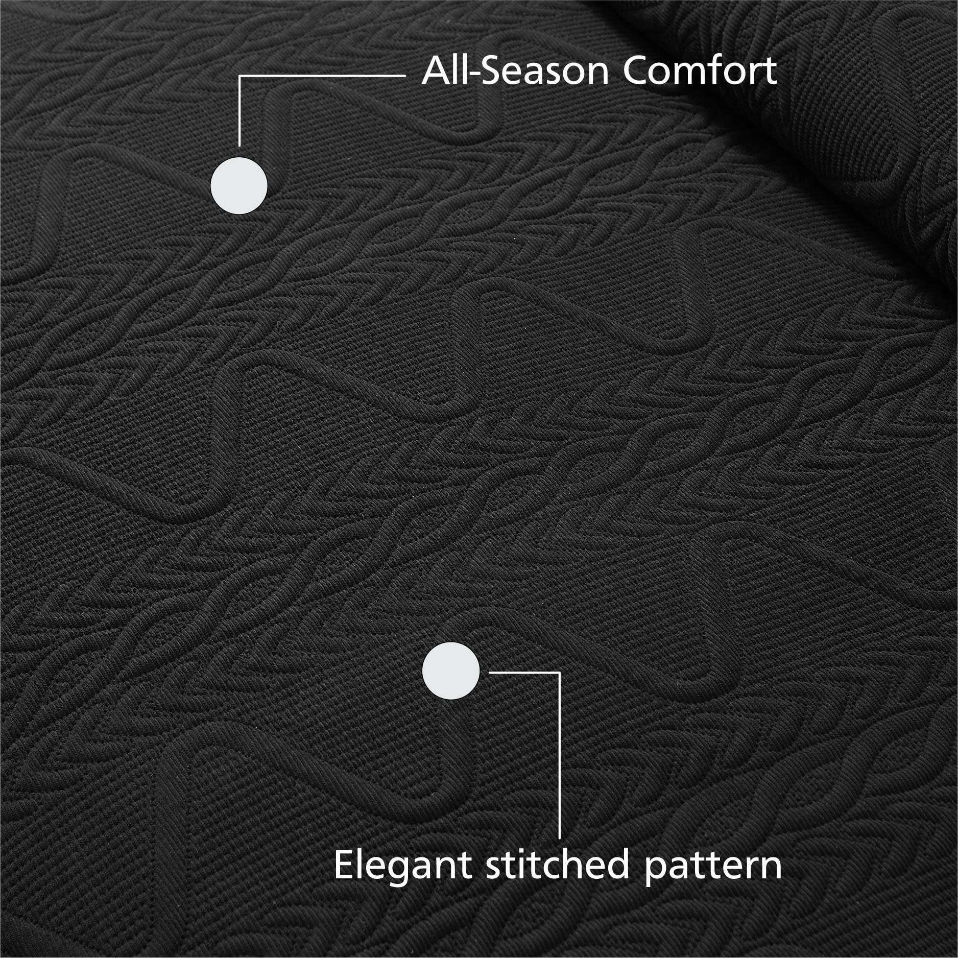 Mainstays Stitched Corded Quilt, Black, Full/Queen Bedding