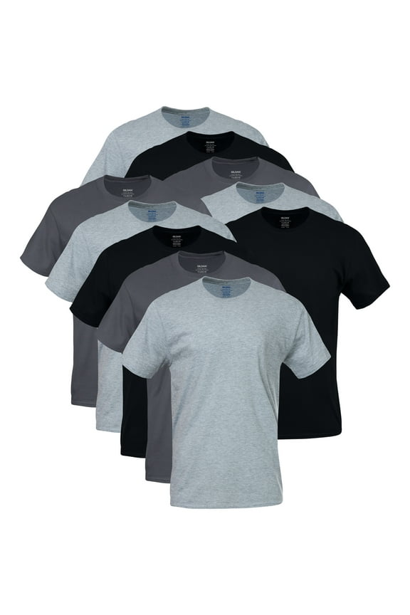Men's Assorted Colors Crewneck Tee with Short Sleeves, 10-Pack