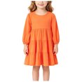 thumbnail image 3 of mgoYE Girl Long Sleeve Dress Tiered Ruffle Swing Tunic Shirt Dress, 3 of 9