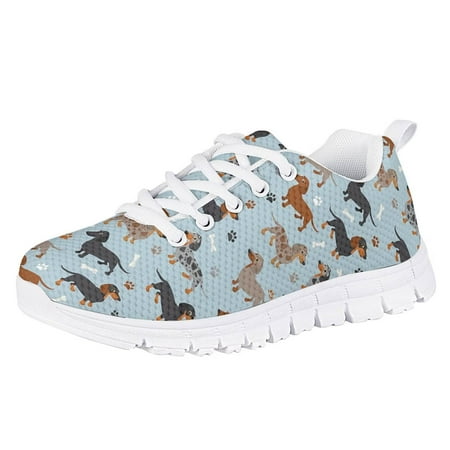 

Pzuqiu Girls/Boys Running Shoes Cartoon Dachshund Dog Print Comfortable Child Sneakers Breathable Sports Kids Shoes Size 5