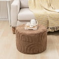 thumbnail image 3 of Round Ottoman Pouf Ottoman Foot Stool Seat Faux Fur Bean Bag Foot Rest Floor Chair Leg Rest for Living Room, Bedroom or Wedding Gifts 20x20x14 Inches (Coffee), 3 of 18