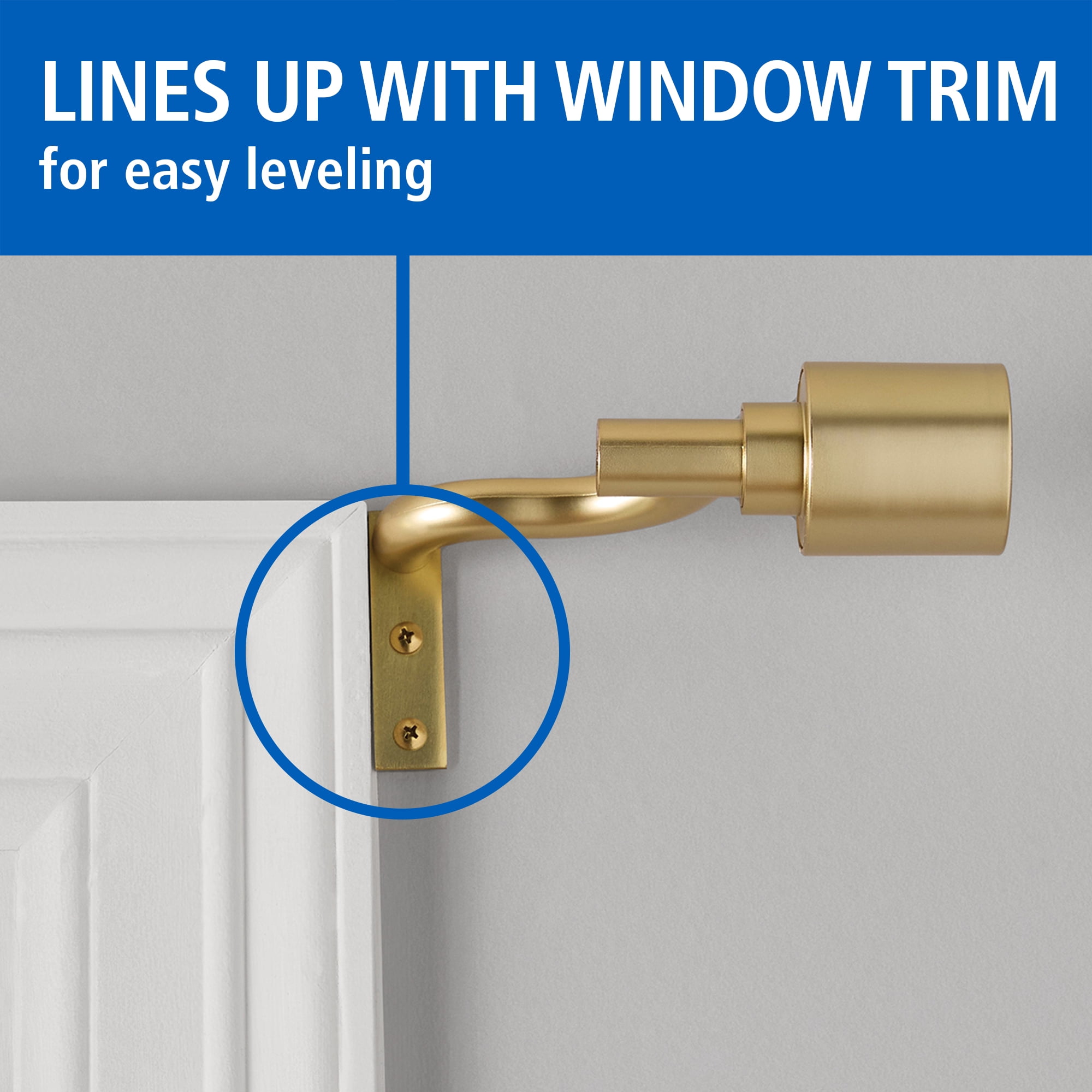 Mainstays Easy Hang Decorative Curtain Rod - Adjustable Window Curtain Rod, 30" to 84", Gold