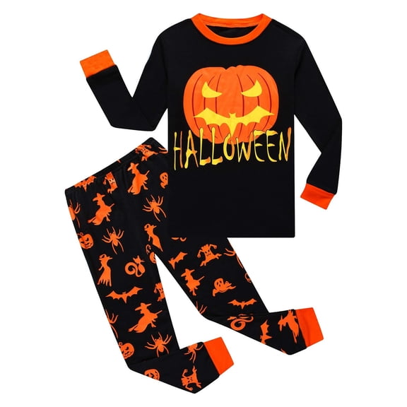 Elegyee Halloween Boys Pajama Sets Pumpkin Long Sleeve Top Pants PJs Sleepwear(2-10 Years)
