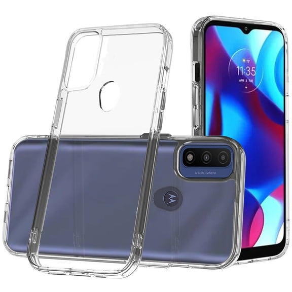 For Motorola Moto G Pure /G Power 2022 Hybrid HD Crystal Clear Hard PC Back Gummy TPU Frame Slim Chromed Buttons Cover ,Xpm Phone Case [ Transparent ]