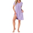 thumbnail image 2 of INSPIRE CHIC Women's Valentines Day Nightshirt Sleepwear Lounge Pajama Dress V Neck Short Sleeve Nightgowns L Pale Purple, 2 of 5