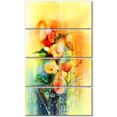 thumbnail image 2 of Colored Watercolor Flowers on Yellow - Large Floral Canvas Art Print, 2 of 3