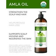 velona Amla Oil USDA Certified Organic - 8 Fl Oz | 100% Pure and Natural Carrier Oil | Extra Virgin, Unrefined, Cold Pressed | Body, Face & Skin Care