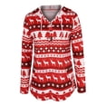 thumbnail image 4 of Chandail en Molleton de Noël à Col en V pour Femmes Mode Décontractée Ample Automne Hiver Sweat à Capuche à Manches Longues Rouge L, 4 of 6