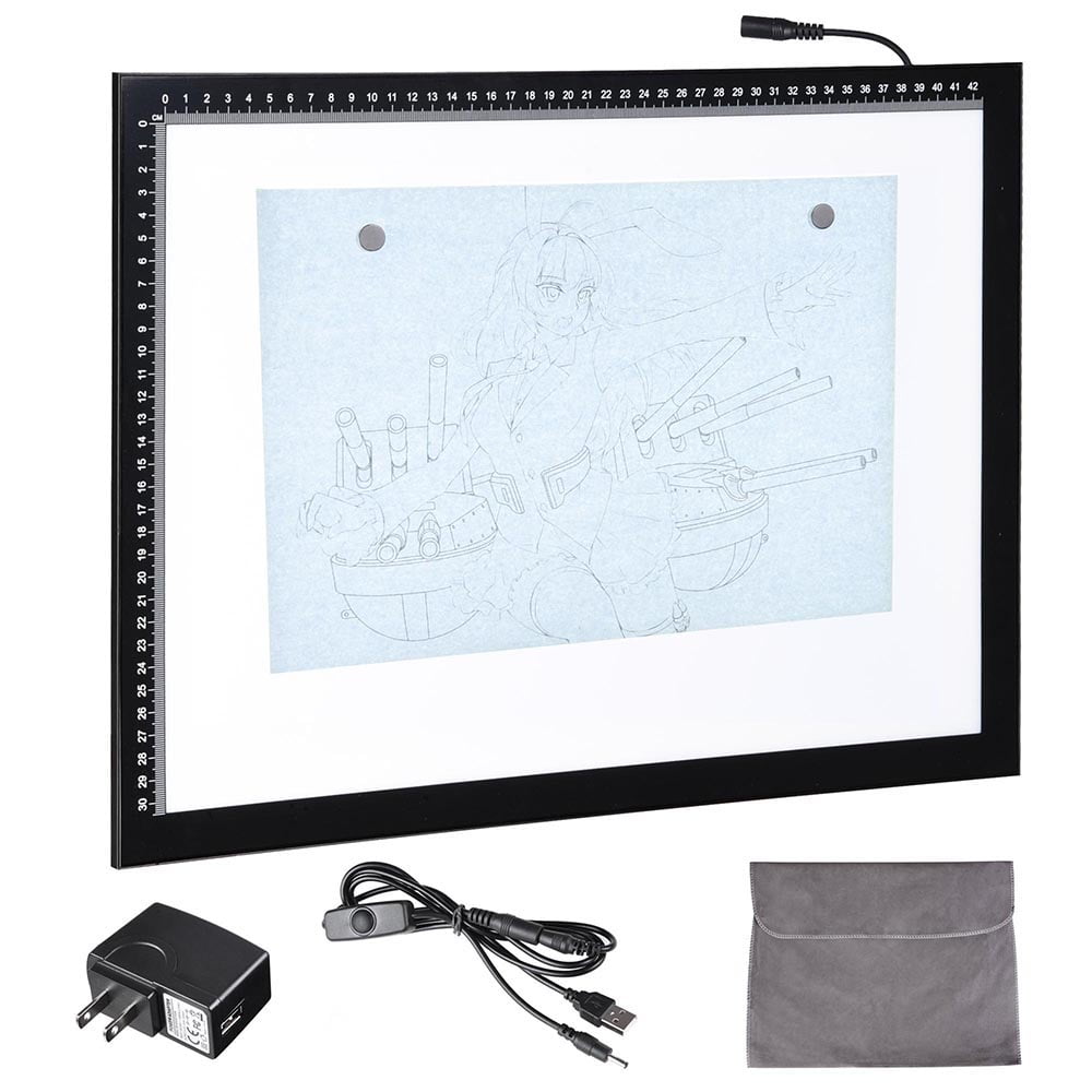 LED Light Box A2 Stepless Dimming Control Tracing Board with USB Power Cable Pencils Clips for Kids Artists Drawing Sketching Animation