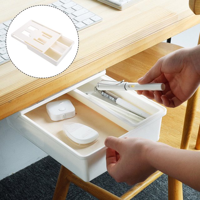 IDEANATEGRATE Organizador De Escritorio Beige En Material PP Con Cajón Bajo Sin Clavos