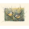 thumbnail image 2 of Mandel, Janet 14x12 Gold Ornate Wood Framed with Double Matting Museum Art Print Titled - Chickadees and Pussy Willow, 2 of 4