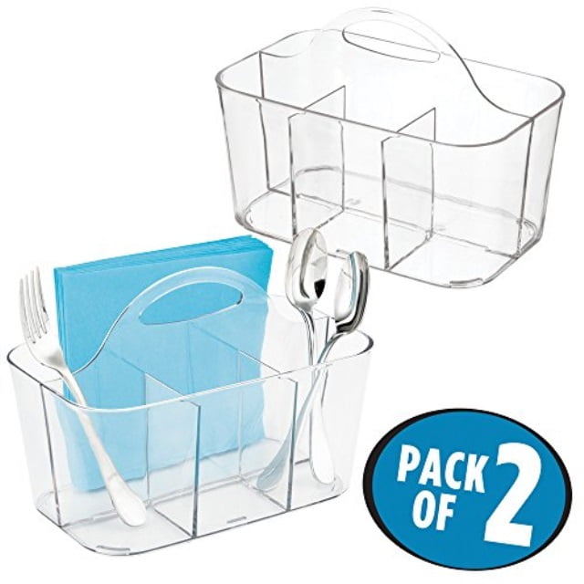 mDesign Plastic Cutlery Storage Organizer Caddy Bin Tote with Handle