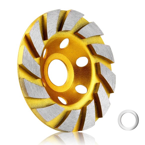 4 Inch Concrete Stone Ceramic Turbo Diamond Grinding Cup Wheel,12 Segs Heavy Duty Angle Grinder Wheels for Angle Grinder (Yellow)