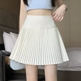thumbnail image 2 of Levmjia Womens Pleated Short Skirt High Waist A Line Skirt Solid Color Anti Chafing Lined Mini Skirt Soft Stylish For Daily Dating Party Vacation Spring Summer Wear, 2 of 9
