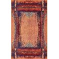 thumbnail image 2 of Unique Loom Tapis Rustique, Moderne, Abstrait, Collection Estrella, 3 Pi 3 x 5 Pi 3 Po, Orange/noir, 2 of 6