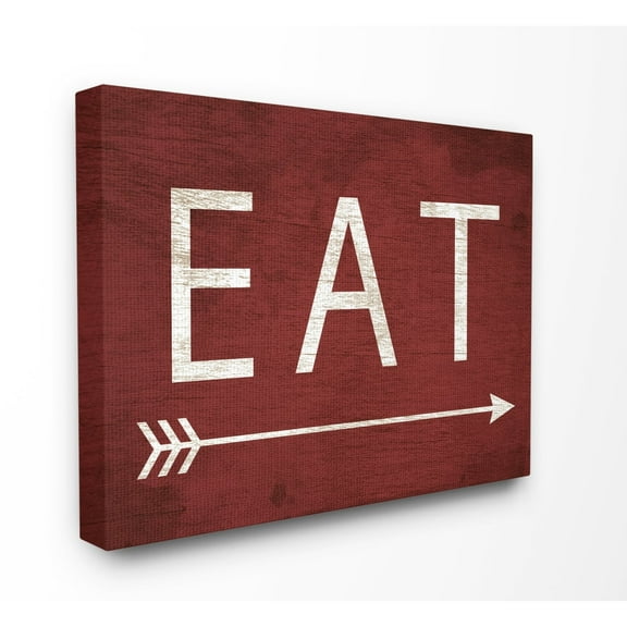 Stupell Industries Eat With Arrow Red Typography Painting Gallery Wrapped Canvas Art Print Wall Art, 30 x 40