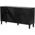 thumbnail image 6 of Light Luxury Style Cabinet with Fraxinus Mandshurica Solid Wood Veneer, Modern Buffet Sideboard with Adjustable Shelves, Coffee Bar, Accent Cabinet for Living Room, Study, and Hallway, 6 of 9