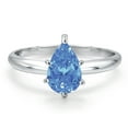 thumbnail image 3 of Gem Stone King 14K White Gold Fancy Blue Zirconia Solitaire Engagement Ring for Women | 10.00 Cttw | Pear Shape 9X6MM | Gemstone Birthstone | Size 8, 3 of 6