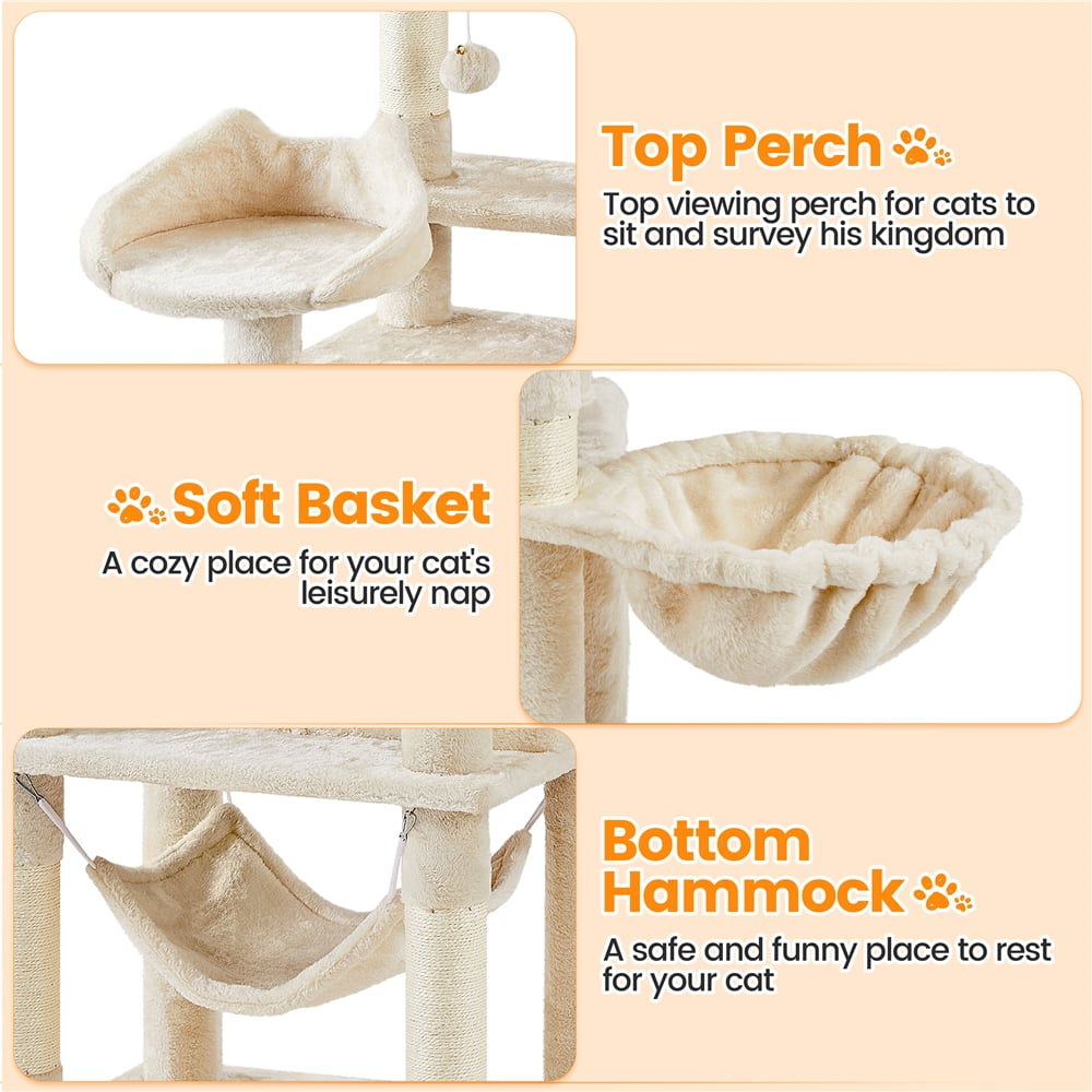 Yaheetech Multi-Level 67.1'' H Cat Tree Cat Tower with Condos, Beige