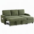 thumbnail image 7 of Ktaxon Convertible Sectional Sofa Bed, L‑Shaped Sleeper Couch with Storage Chaise, USB Port & Cup Holders, for Living Room Apartment Small Space Corduroy, Green, 7 of 7