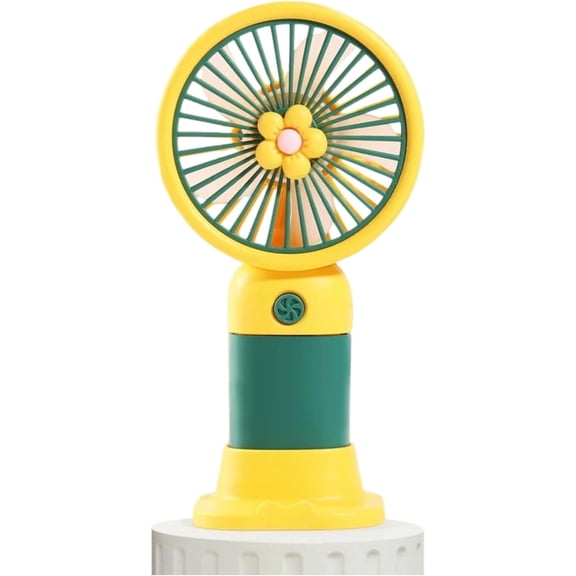 Portable Mini Handheld Fan - Rechargeable USB Desk Fan with Cute Flower Blades, Powerful 3-Speed Personal Fan for Travel, Office, Outdoor (yellow)