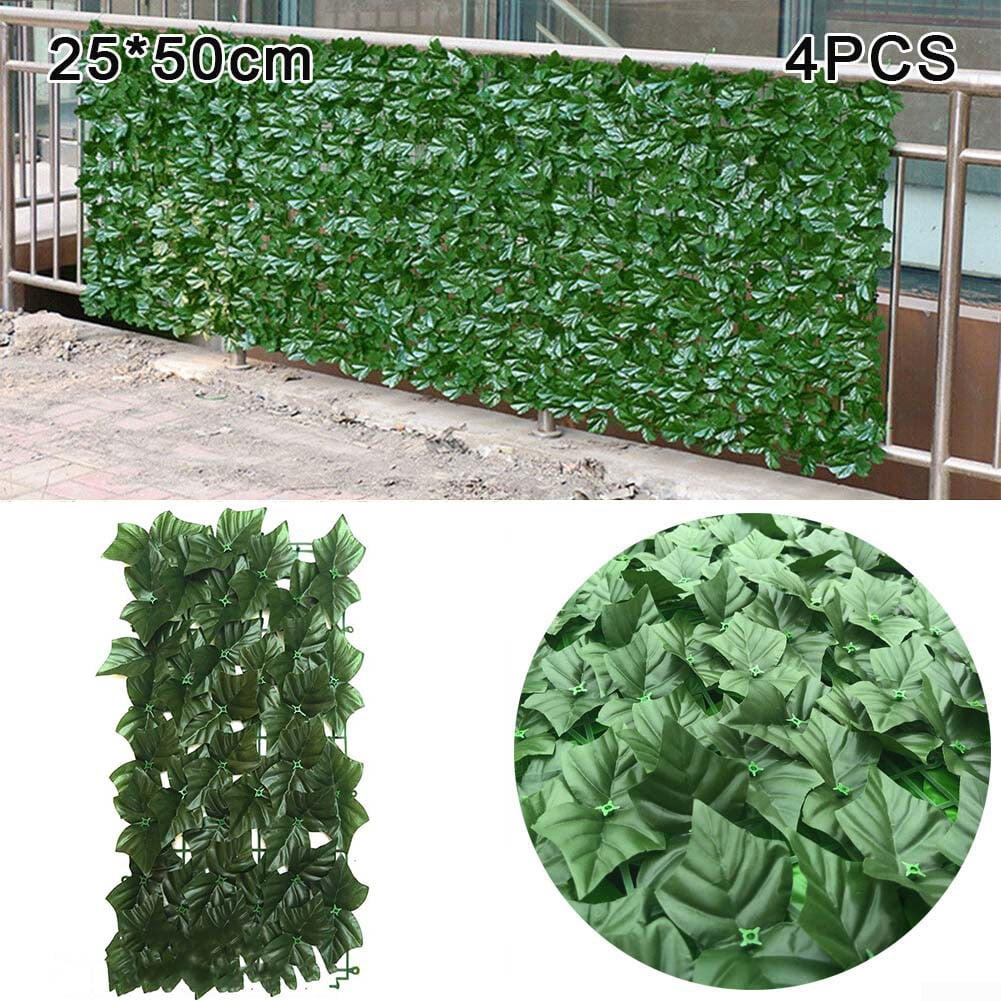 Garden Screening Trellis Expanding Wooden Fence with Artificial Plant Leaves NEW