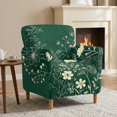 thumbnail image 2 of FKELYI Green Flower Print Stretch Couch Sofa Cover Non-Slip Armchair Slipcover for Home Living Room Office Furniture Protector Washable Loveseat Covers, 2 of 7