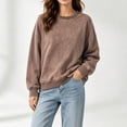 thumbnail image 3 of Lmnyox Sweatshirts for Women Vintage Loose Solid Color Crew Neck Pullover Casual Long Sleeve Tops, 3 of 7