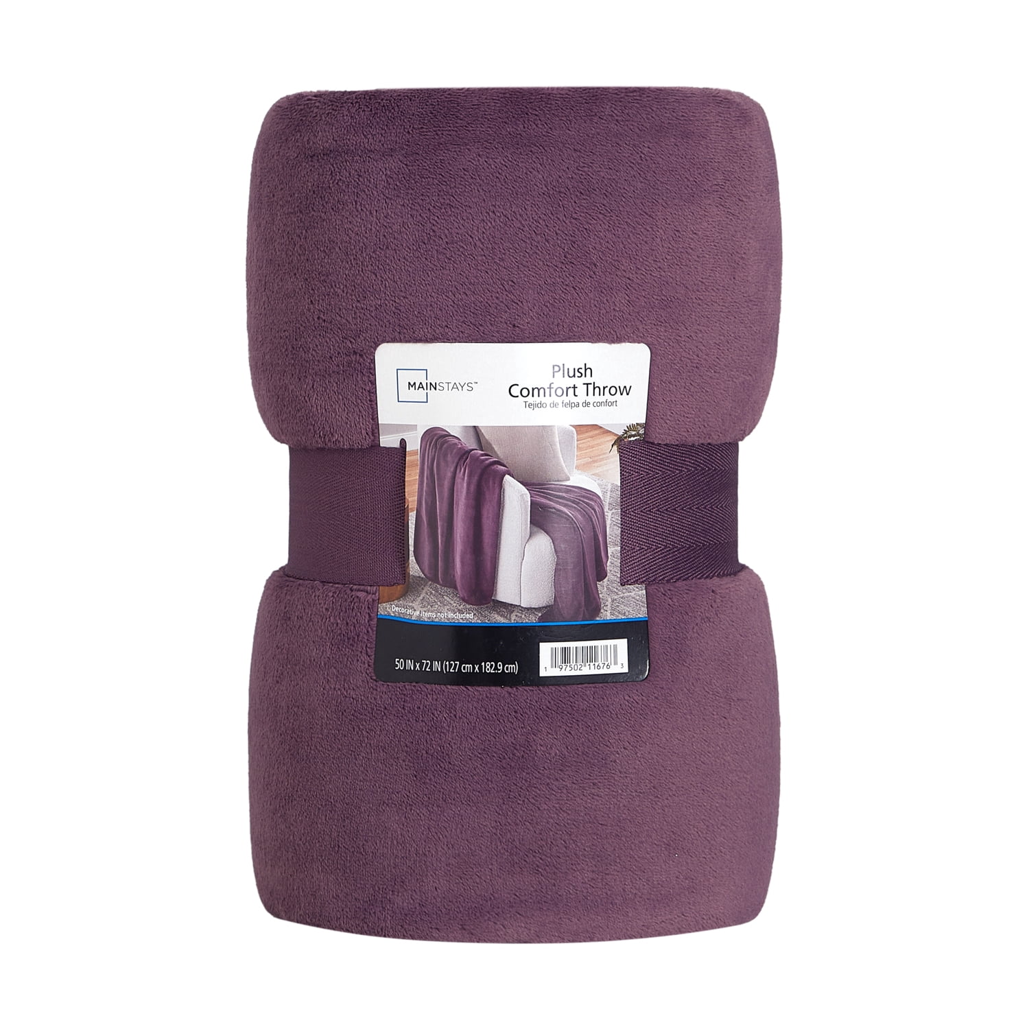 Mainstays Super Soft Plush Oversized Couch Throw Blanket, Purple, 50 x 72 in