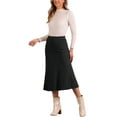thumbnail image 2 of INSPIRE CHIC Women's High Waist Skirt Herringbone Knit Pattern Midi Skirt M Black, 2 of 5