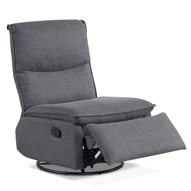 Gymax 360-Degree Nursery Reclining Rocker Chair w/Cushioned Back Seat Footrest for Bedroom Gray