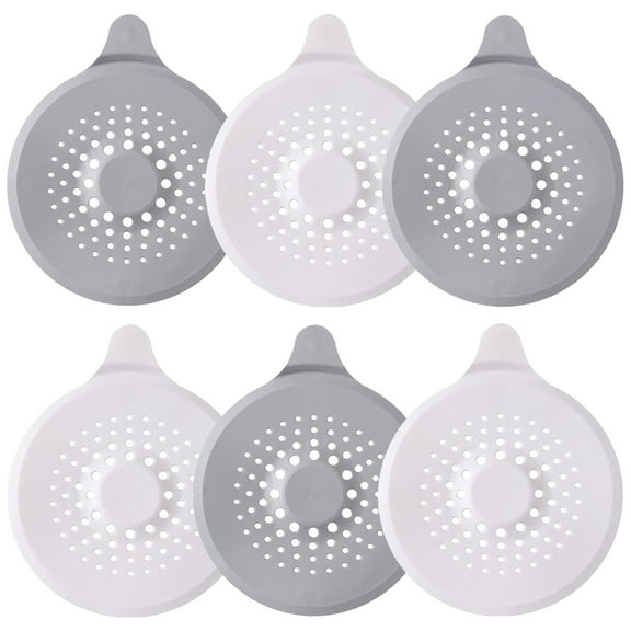 Hair Catcher Durable Silicone,Durable Silicone Shower Drain Covers Hair Stopper with Suction Cup, Easy to Install Suit for for Bathroom Bathtub and Kitchen 6 Pack (3 White 3 Grey)