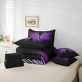 thumbnail image 4 of Erosebridal Ensemble de Literie Papillons Abstraits Format Simple, Ensemble de Lit Lignes Géométriques, Violet, Réversible 7 Pcs, 4 of 5