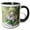 Black/White, variant on 3drose, Irish Elf Girl Lays on the Green Grass. Four Leaf Clover Good Luck, 11oz Mug