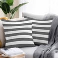 thumbnail image 4 of Outdoor Waterproof Throw Pillow Covers Set of 2 Classical Stripe Decorative Pillowcases Square Outdoor Pillows Cushion Case 18x18 Inch Dark Grey Patio Pillows for Couch Sofa Bed Garden, 4 of 7