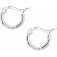 thumbnail image 6 of Savlano Women 925 Sterling silver Round Hoop Earrings, 10MM-25MM, 6 of 6