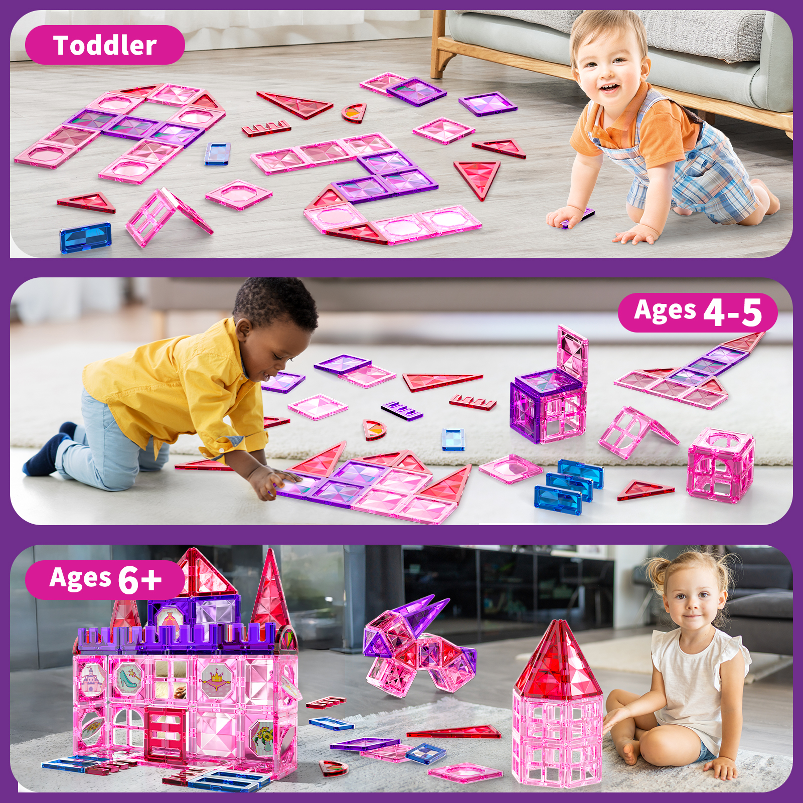 Lucky Doug 44-Piece Magnetic Tiles Building Set photo 5