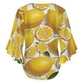 thumbnail image 6 of Lemon Pattern Print Women's V-Neck Blouse With 3/4 Ruffled Bell Sleeves Casual Top Ladies Blouses, 6 of 7