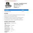 thumbnail image 2 of Water Pump - Compatible with 1993 - 1995 Ford Taurus 3.2L V6 1994, 2 of 2