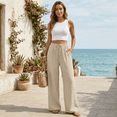 thumbnail image 3 of Nicelf Linen Pants Women, Comfy Casual Pants for Women Palazzo Trousers with Pocket, Flowy Wide Leg Pants Woman Lightweight for Lounge Beach Vacation, 3 of 8