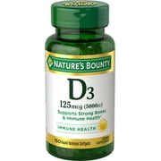 Nature's Bounty Vitamin D3, Immune and Bone Health Support, 125 mcg, Softgels, 150 Ct