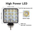 thumbnail image 2 of 4Pcs LED Work Light 3Inch 48W LED Work Light Spotlight Fog Lights for Car Truck UTV SUV Offroad Tractor Boat, 2 of 5