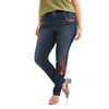Women's Plus Embroidered Rose Patched Jean