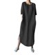 thumbnail image 1 of Gibobby Vestido largo de verano para mujer Moda mujer color sólido algodón y lino manga larga cuello redondo pliegue vestido casual(Negro,CH), 1 of 5