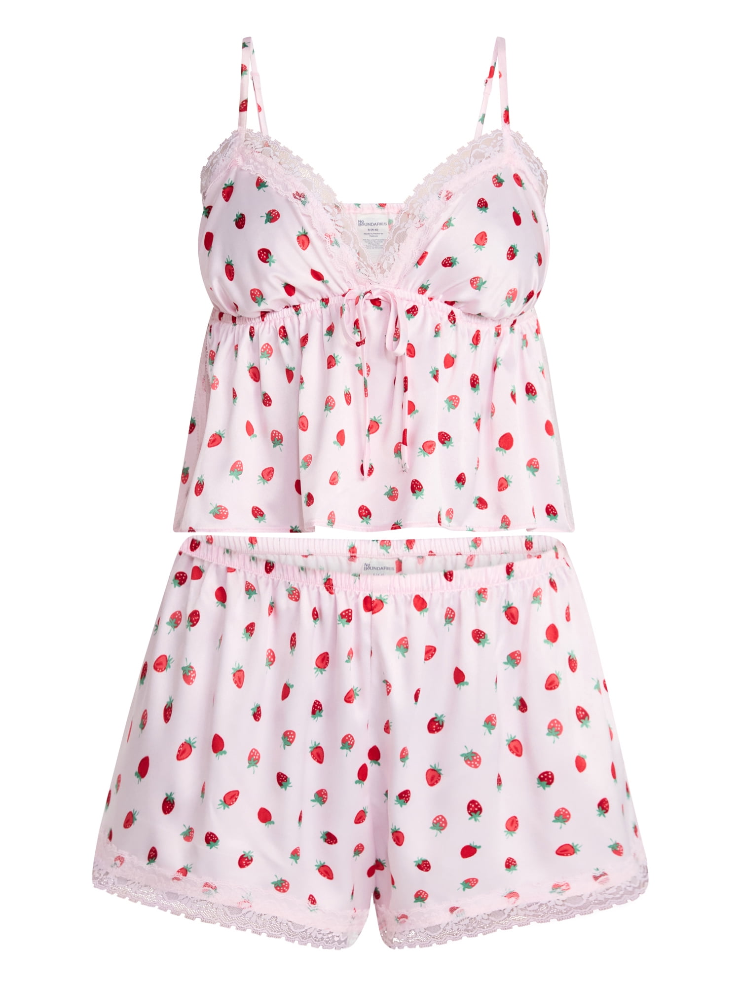 No Boundaries Satin Cami and Shorts Sleep Set, 2-Piece, Women's XS-XXL