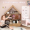thumbnail image 3 of Dollhouse Bookshelf and Toy Storage, 3-Tier House Shaped Bookcase for Organization & Decoration, Floor Standing Book Shelf for Kids Room, Playroom, Nursery (Natural), 3 of 8